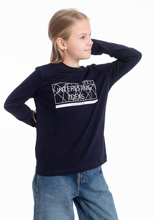 Футболка с длинным рукавом М225027Пв синий - Елена фото 7