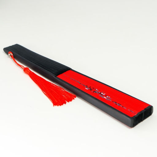 Веер складной h=23 см Веточка сакуры, красный, с кисточкой