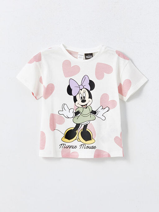 Bisiklet Yaka Minnie Mouse Bask?l? K?z ?ocuk Ti??rt