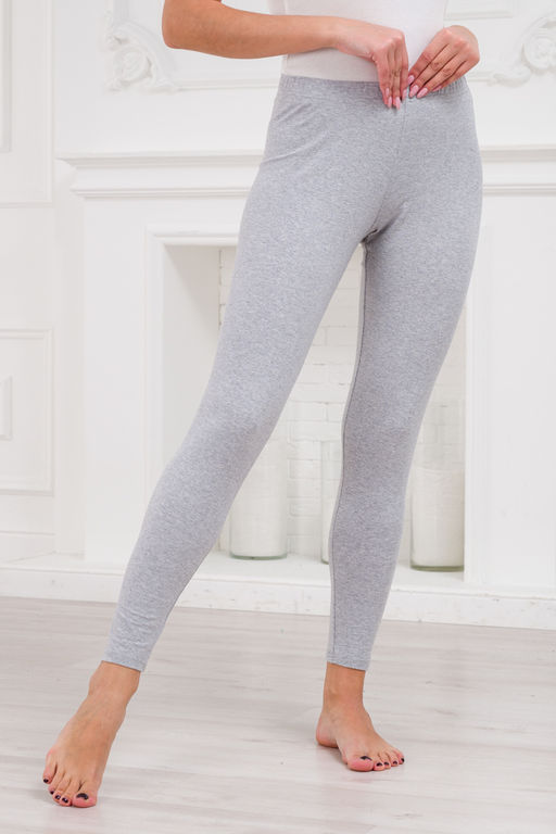 Легинсы женские из кулирки с лайкрой серый меланж макси