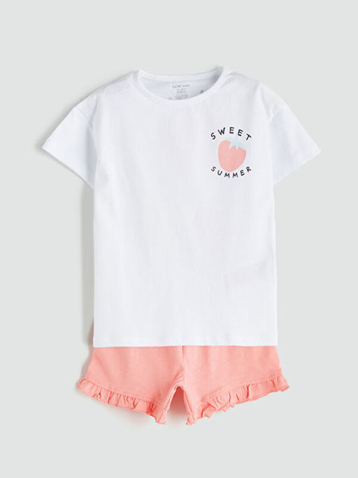 Meyve Bask?l? K?z Bebek Ti??rt ve ?ort 2li
