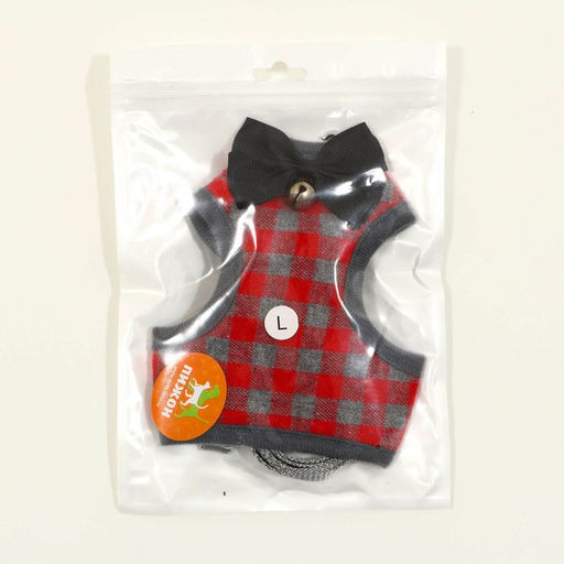 Комплект амуниции с мягкой шлейкой, L, поводок 120 х 1,5 см, ОШ 30-50 см, ОГ 36-56 см, красный 473 - Пижон фото 7