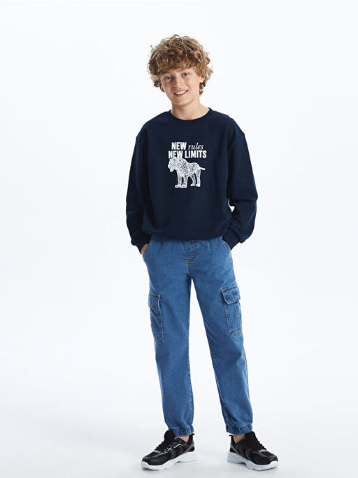 Beli Lastikli Erkek ?ocuk Kargo Jean Pantolon - Waikiki фото 4