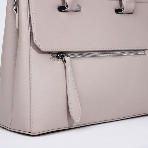 Сумка-тоут на молнии, наружный карман, цвет бежевый - Simaland фото 4