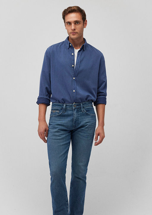 Lacivert Tencel TM Lyocell Gomlek - Mavi фото 2