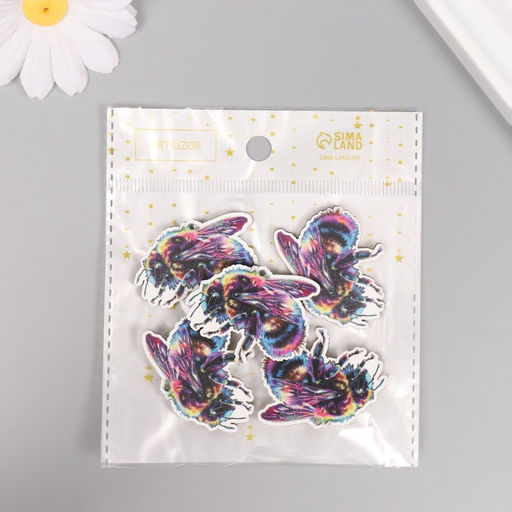 Цена за 10 шт. Декор для творчества дерево «Цветная пчела», 3.3×3.9×0.3 см