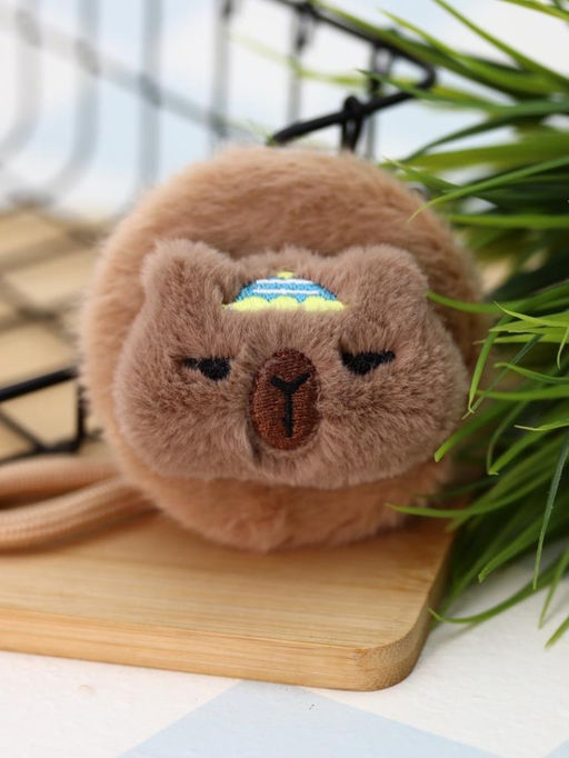 Плюшевое раскладное зеркало брелок "Capybara", коричневое (7*7 см)