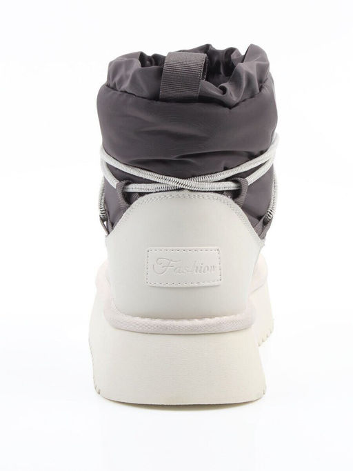 04-WF029-4M DK. GRAY/MILK Ботинки зимние женские (натуральная кожа, курточная ткань, 100% шерсть)