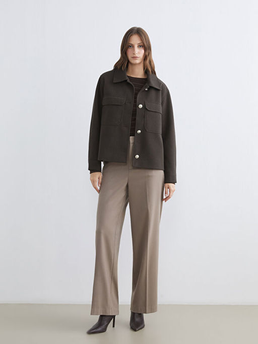 G?mlek Yaka Kad?n Ka?e Ceket