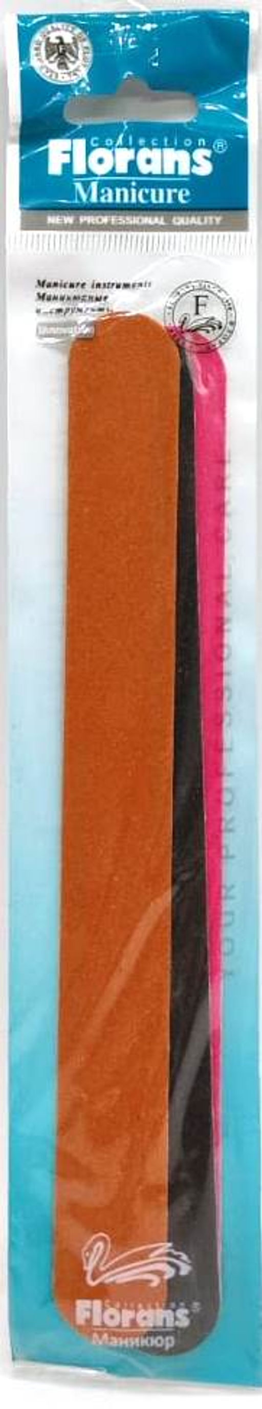 Florans Пилка наждачная F-551-2 (180/240) цветная прямая 17,8см, /3шт в упак/