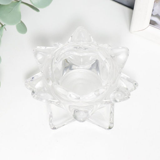 Цена за 2 шт. Стеклянный подсвечник на 1 свечу «Лотос», прозрачный, 4.5×8.3×8.3 см