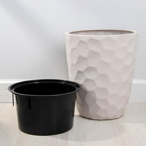 Кашпо для цветов со вставкой «Мозаика», 19.5 л (9 л), цвет кремовый