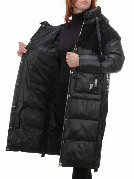 Y21636 BLACK Пальто женское зимнее MEIYEE (200 гр. холлофайбера) черное