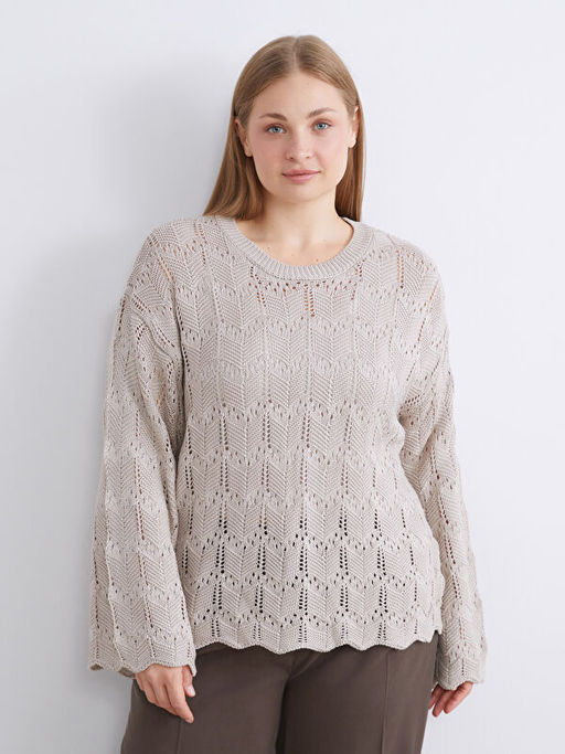 Bisiklet Yaka Ajurlu Kad?n Triko Kazak