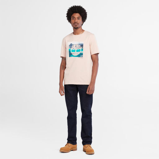 Мужская футболка Timberland T-Shirt Coast Inspired Logo Graphic Regular розовая  фото 2