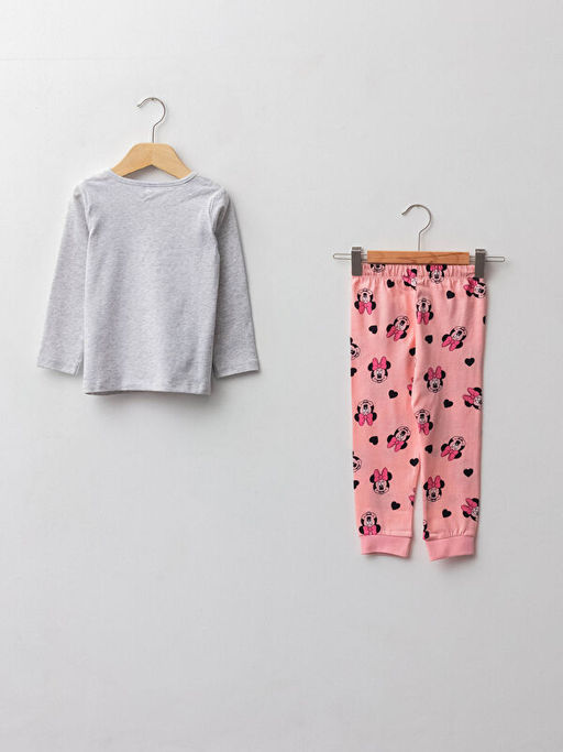 Bisiklet Yaka Uzun Kollu Minnie Mouse Bask?l? Pamuklu K?z Bebek Pijama Tak?m? - Waikiki фото 2