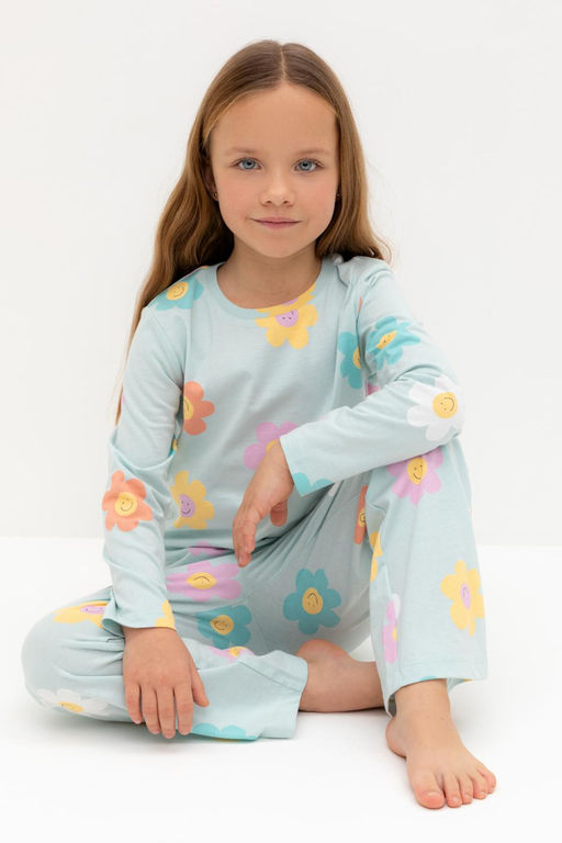 К 1622/25/голубой опал,цветы пижама для дев