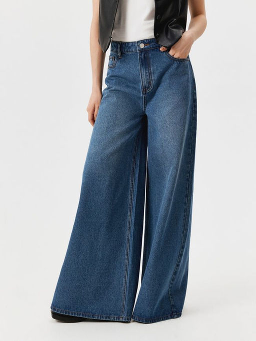 Брюки джинсовые жен. Visberg_wide leg холодный синий - Concept club фото 3