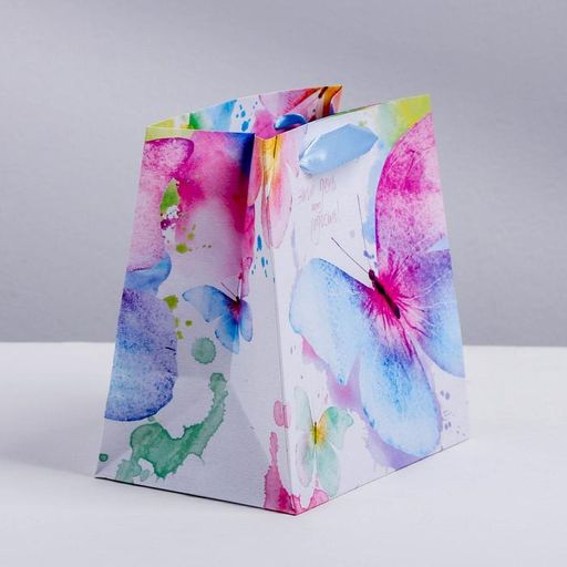 Пакет ламинированный квадратный Нежность бабочки, 22 22 11 см - Дарите счастье фото 2