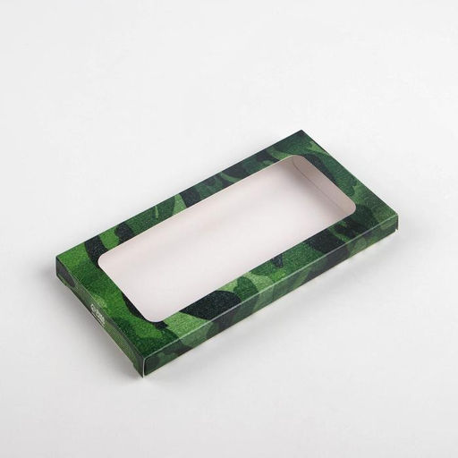 Цена за 5 шт. Коробка для шоколада, кондитерская упаковка, 23 февраля, с окном, 17.3?8.8?1.5 см