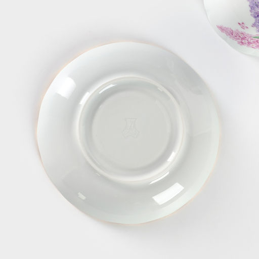 Чайная пара Добрушский завод «Сирень», 2 предмета: чашка 300 мл, блюдце d=15 см, фарфор, белая