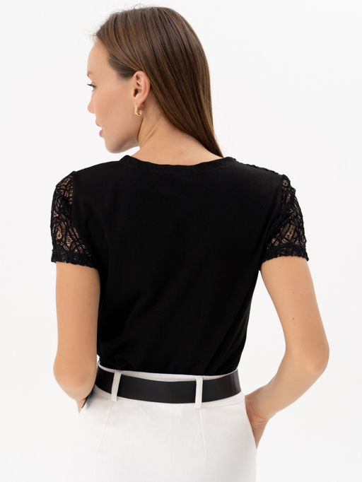 Футболка с кружевом.арт.406-2,черная - Binita фото 7