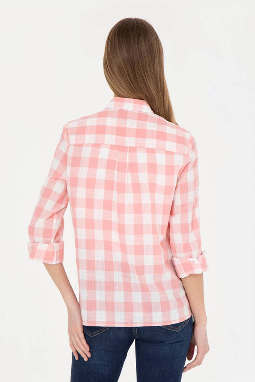 Женская рубашка лососевого цвета с длинным рукавом - U.s. polo assn фото 5