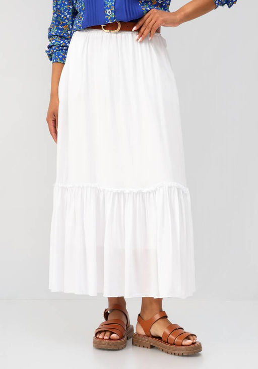 Юбка с воланом с резинкой на талии белый