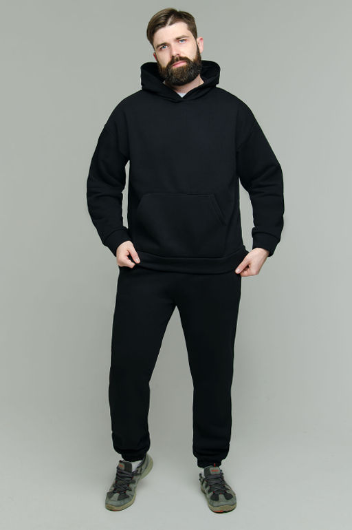 Арт. 69104 Костюм с брюками мужской с начесом 50-56 (4 шт) Цвет:Чёрный