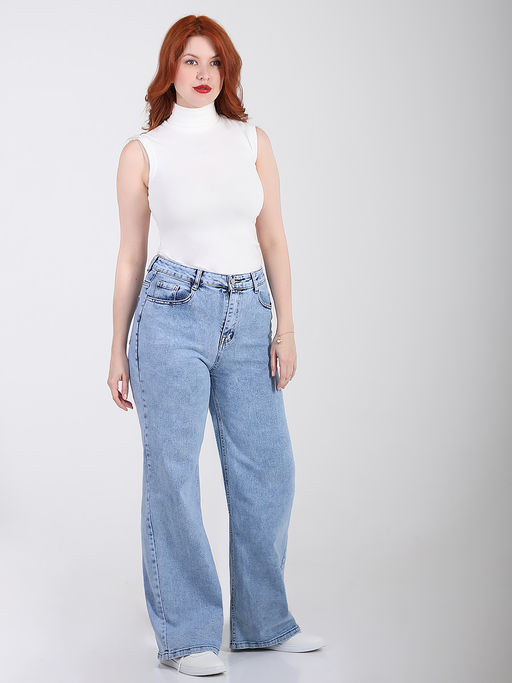 Голубые джинсы женские больших размеров - Almond фото 4