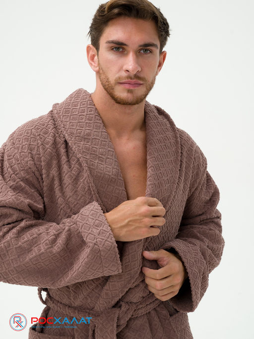 Жаккардовый мужской махровый халат с шалькой МЗ-11 (118)