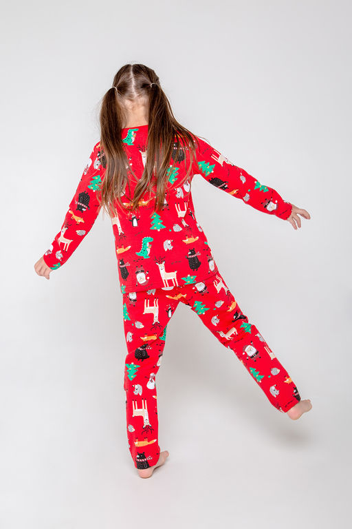 CROCKID СТОК! Пижама. Цвет: праздничный микс на насыщенно-красном
