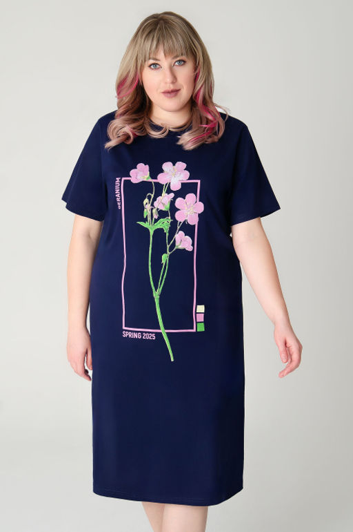 Арт. 4159 Домашняя туника женская 52-60 (5 шт) Цвет:темно-синий - Калинка фото 3