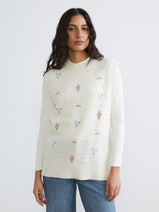 Bisiklet Yaka Nak??l? Kad?n Triko S?veter