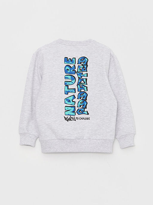 Bisiklet Yaka Bask?l? Uzun Kollu Erkek ?ocuk Sweatshirt - Waikiki фото 2