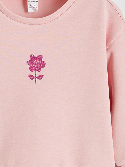 Bask?l? K?z ?ocuk Soft Touch Sweatshirt