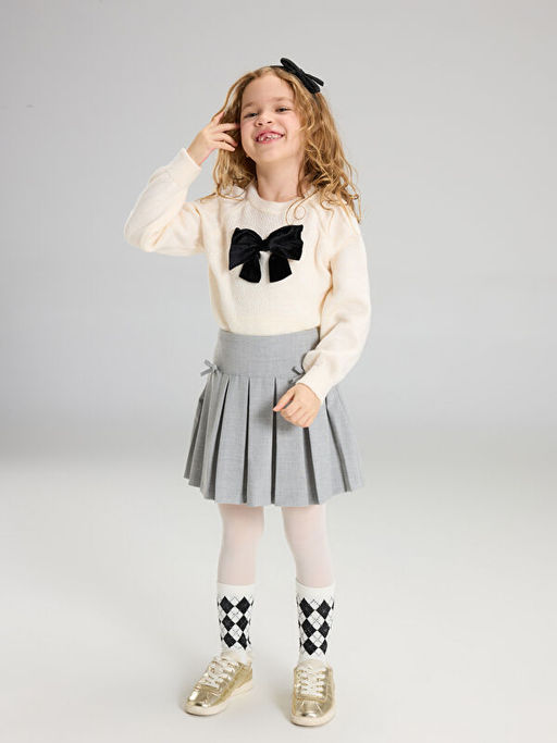 Bisiklet Yaka K?z ?ocuk Triko Kazak