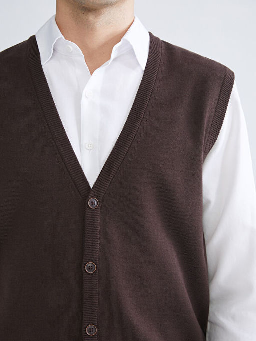 Standart Kal?p V Yaka Erkek Triko Yelek