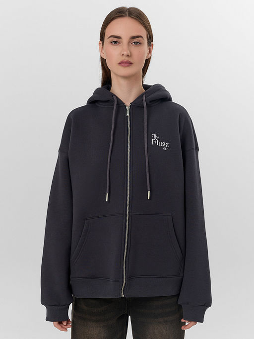 Толстовка женская серая с надписью The muse era