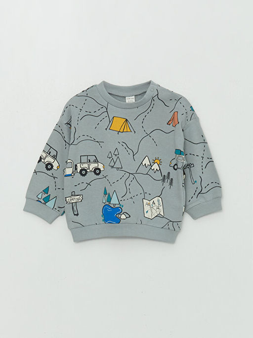 Bisiklet Uzun Kollu Bask?l? Erkek Bebek Sweatshirt ve E?ofman Alt 2li Tak?m - Waikiki фото 2