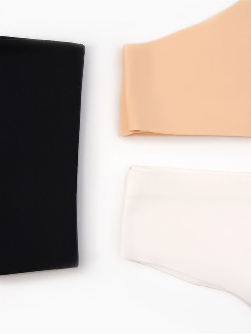 Наб бесшов трусов (3шт) жен бикини MINAKU 90%нейл/10%спанд/ласт-ца100%хл бел/беж/черн р.S