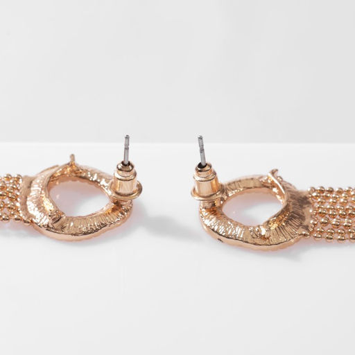 Серьги висячие Круг с цепочками, цвет золото - Queen fair фото 2