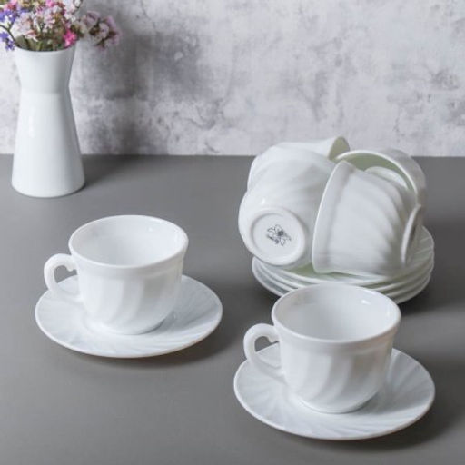 Чайный набор 12 предметов 200 мл белая А / XWB190HP55-6E (WHITE) /уп 8/ - Галеонтрейд фото 2