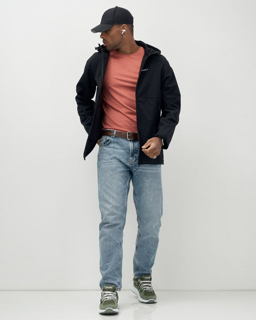 Ветровка спортивная мужская с капюшоном softshell черного цвета 9563Ch - Mtforce фото 17