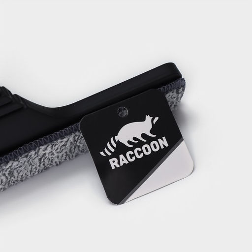 Окномойка с насадкой из микрофибры Raccoon, гибкая, стальная телескопическая ручка, 28×2.5×80(117) см, чёрная