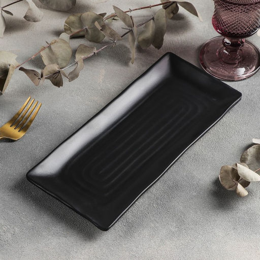 Блюдо для подачи «Чёрный Восток», 26×11.3×1.5 см, пластик, чёрное