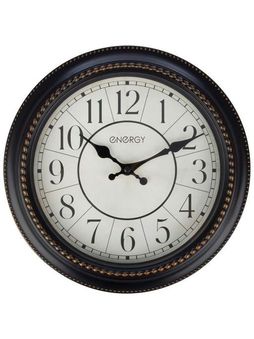 Часы настенные классические ENERGY ЕС-118, бесшумные, плавный ход, d=27.9 см, чёрные