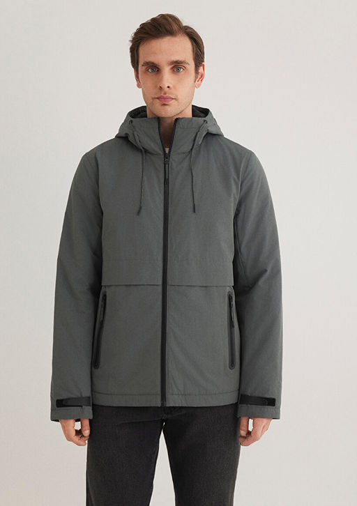 Kapusonlu Yesil Ceket - Mavi фото 4