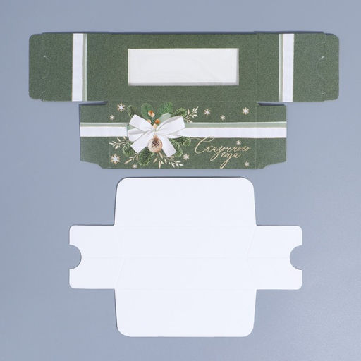 Цена за 5 шт. Коробочка для макарун «Новогодний шик» 12 х 5,5 х 5,5 см