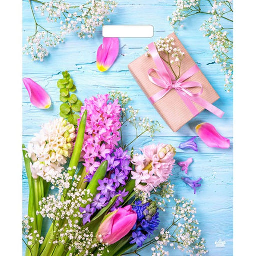 Цена за 50 шт. Пакет «Яркие гиацинты», полиэтиленовый, с вырубной ручкой, 38×45 см, 60 мкм